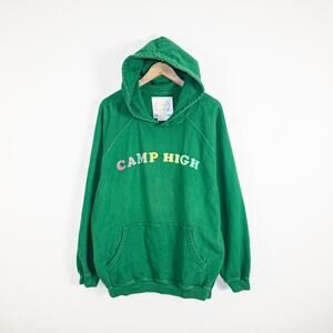 Camp High Large Hoodie Sweatshirt in Green Cotton USA made